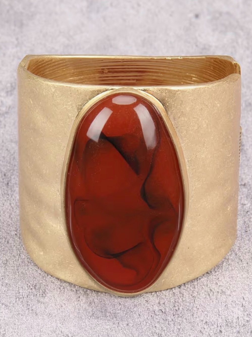 NEW Gold-Tone Cuff Bracelet with Red Cabochon